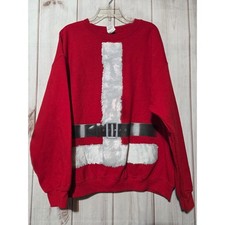 Gildan Heavy Blend Mens XL Red Santa Claus Suit Graphic Christmas Sweatshirt