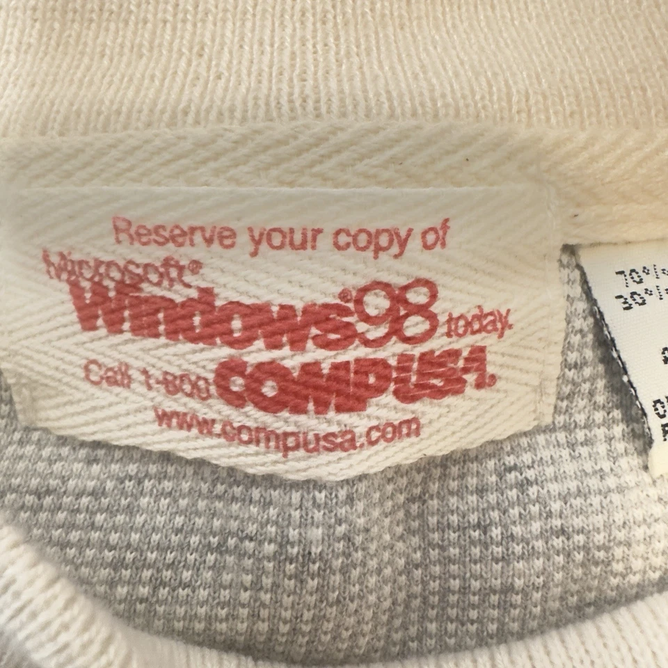 罕见复古 Y2K 1998 微软 Windows 98 CompUSA 促销运动衫圆领 — 第 3/4 张图片