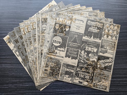 Tim Holtz Christmas Winter RESIST kraft cardstock vintage retro images 10 sheets