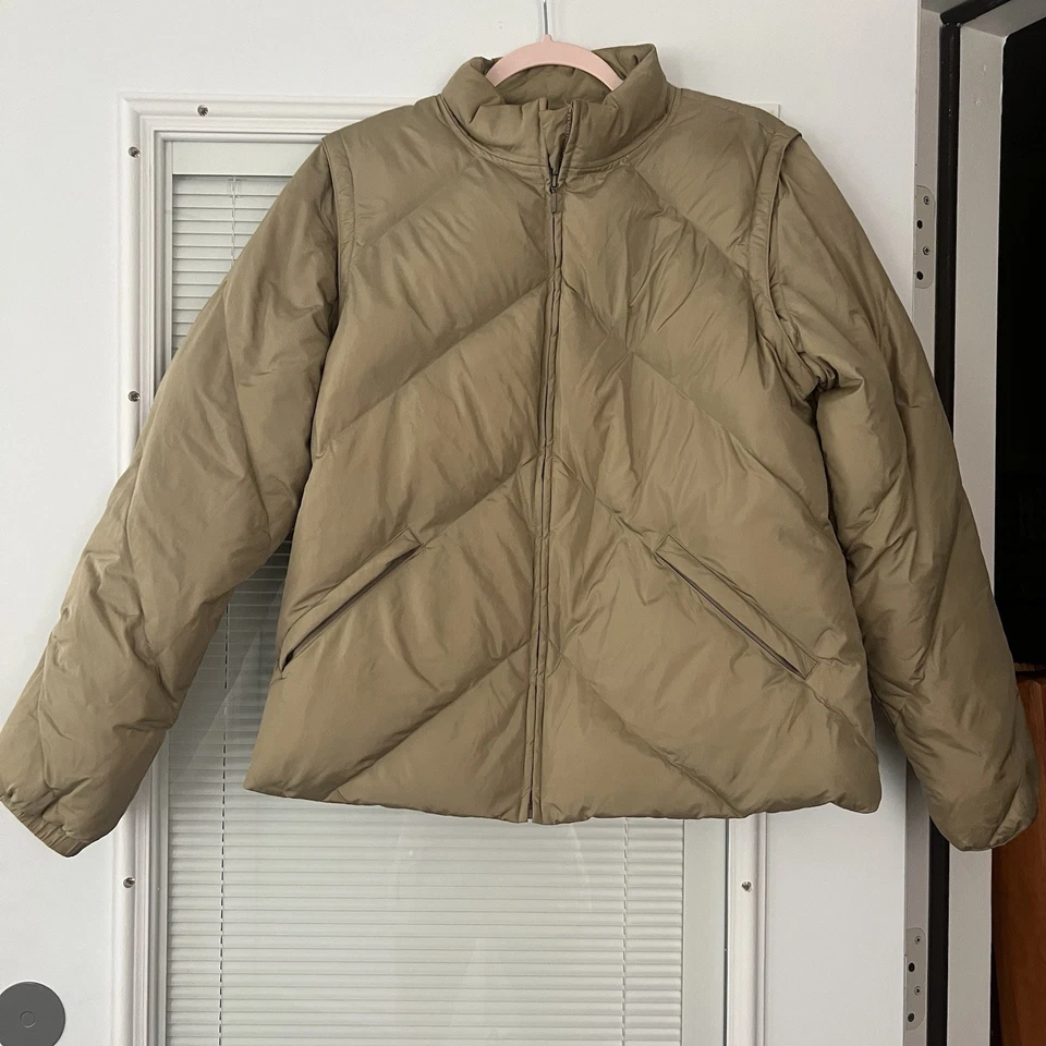 J. Jaqueta acolchoada/colete manga removível antracite/taupe feminina tamanho M - Imagem 2 de 4