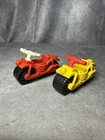 Fisher Price Little People #992 #994 PopUp Camper Motorcycle Vintage Red Yellow