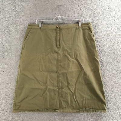 Orvis Skirt Womens 20 A Line Zip Fly Elastic Waist Cotton Twill Olive Green
