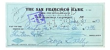 George Kelly New York Giants Signed January 23 1943  Bank Check BAS