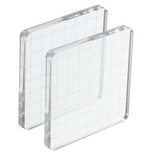 3" x 3" Acrylic Stamp Block 2 Pack Clear Stamping Block with Grid Lines Square