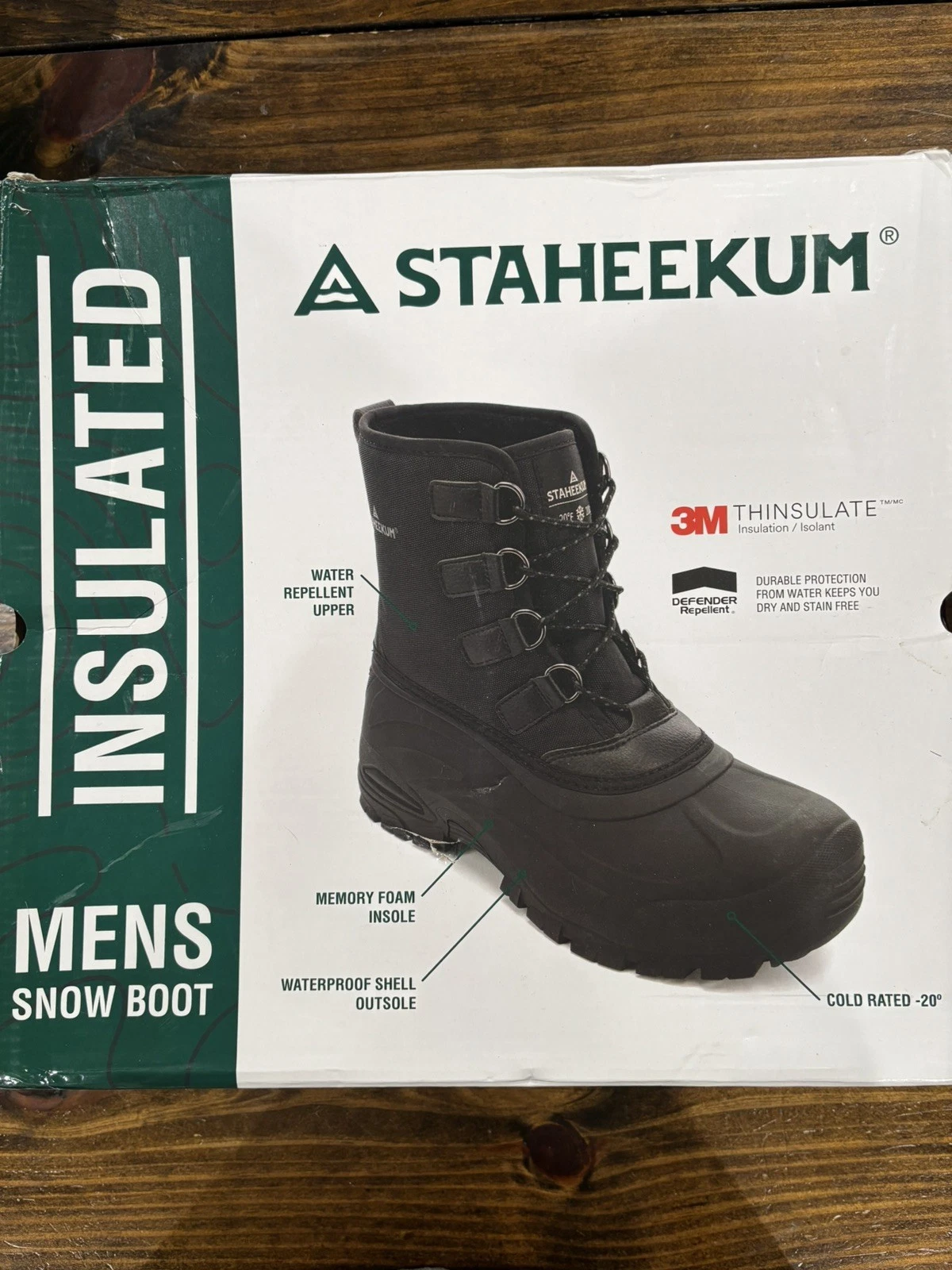 Staheekum Men's 8 Winter Snow Boots Waterproof Insulated Outdoor Faux Fur Black