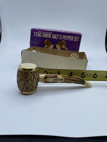 VINTAGE Salt and Pepper Shakers Pipes Faux Antler Stag Horn Souvenir Missouri - Picture 4 of 6