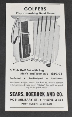 1949 Print Ad Michigan Port Huron Sears Roebuck Co Golfers Smashing Good Game