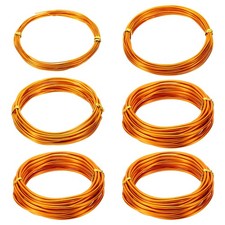 16.4ft Aluminum Wire, 6pcs Jewelry Craft Wire 1mm 1.5mm 2mm 3mm, Gold Tone
