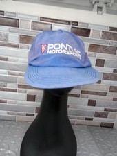 Vtg Pontiac Motorsports Hat Nylon Script Logo Nascar Racing Snap Back Cap FADED