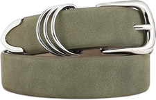 Women's Leather Belts with Gold Buckle Fashion Leather Waist Belt Elegant Ladies