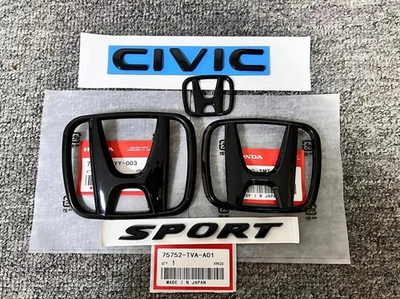 #ad Genuine OEM Gloss Black Logo Emblem Set For Honda CIVIC 2022 2025 Sport Sedan $33.00