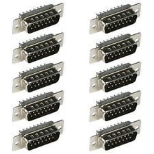 10x D-SUB 15-Pin DB15 Male Plug Assembly Solder Connector Cup Socket