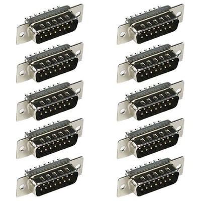 10x D-SUB 15-Pin DB15 Male Plug Assembly Solder Connector Cup Socket