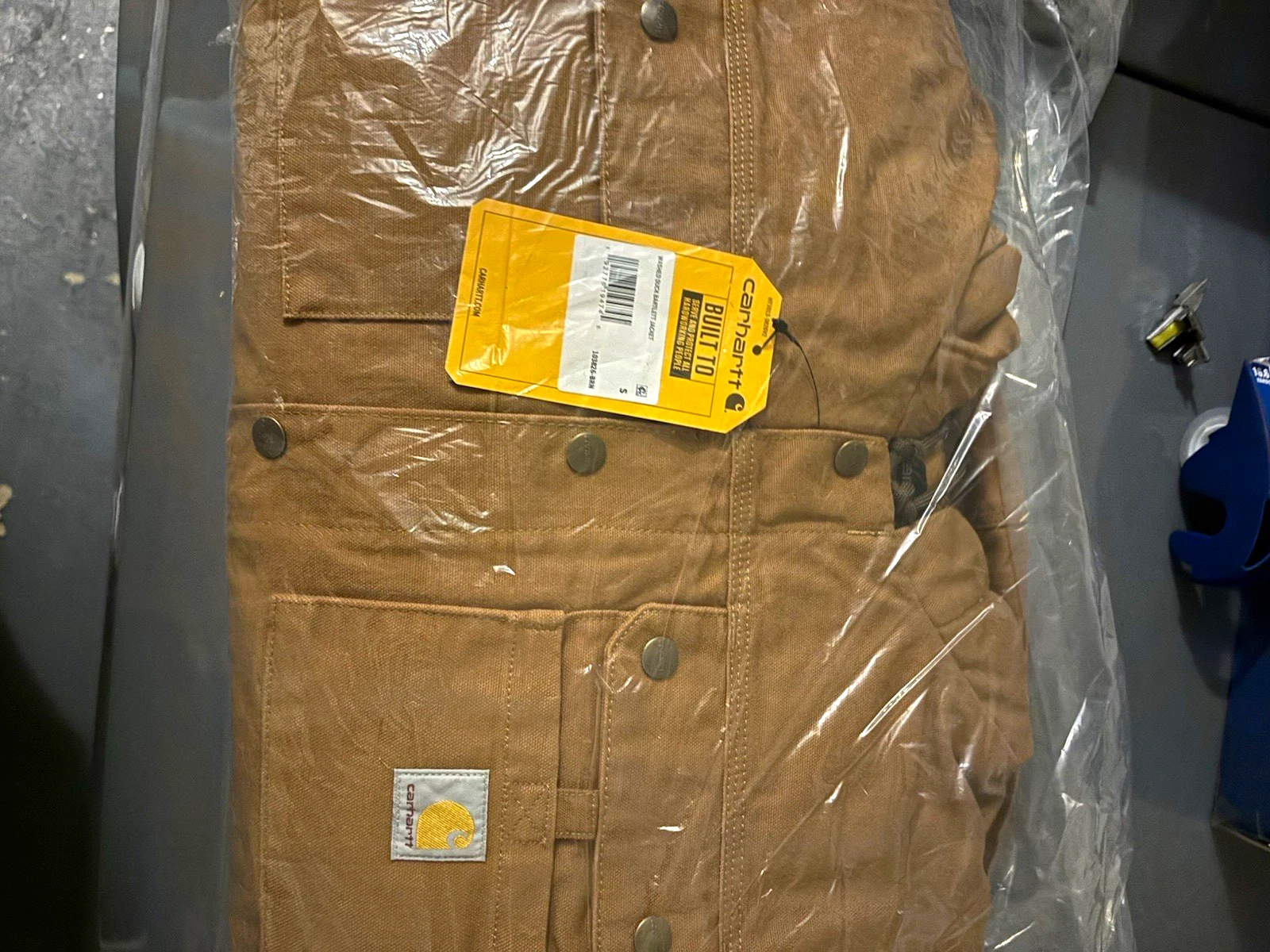 Carhartt Men's Brown Canvas Hooded Full Zip Work Jacket, Size S, Regular Fit - product detail image 1