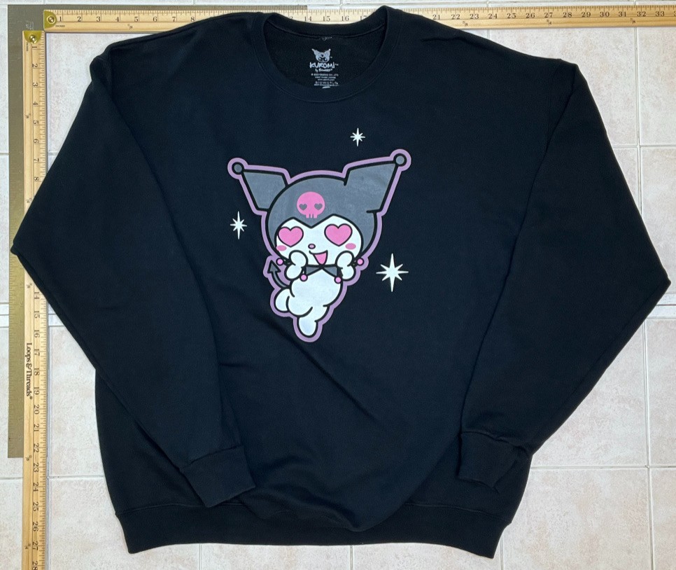 Hello Kitty Sweatshirt Women XL Sanrio Kuromi Heart Eyes Crewneck Long Sleeve