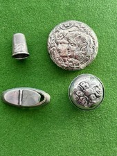 Antique Small Group of HM Silver Items - 3 x Tops & 1 Thimble - 16g Weight.