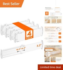 Adjustable 4-Pack Drawer Dividers with Non-Slip Silicone Pads - Space-Saving