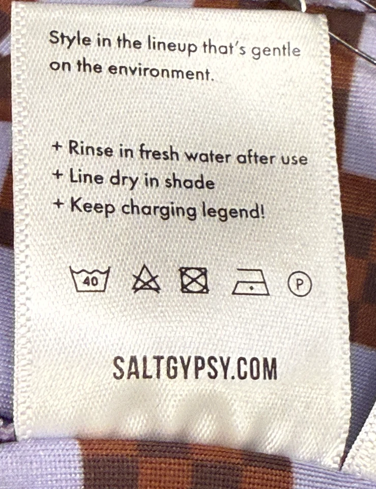 NUEVO TRAJE DE BAÑO SALT GYPSY FREE PEOPLE LILA MARRÓN A CUADROS SURF TALLA M Foto 4 de 4