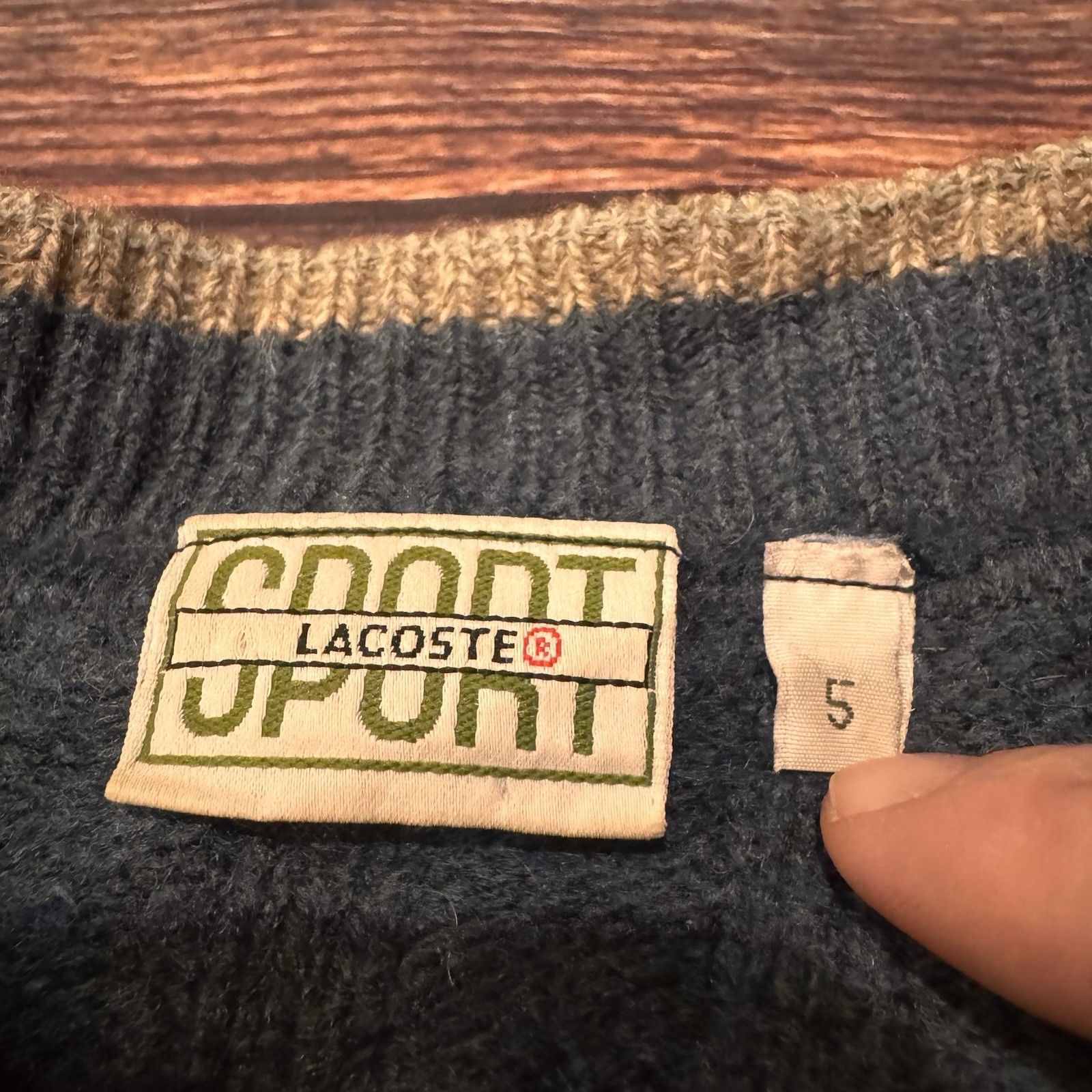 Vintage Lacoste Sport Blue Wool Blend Cropped Jumper Women’s Size 5 Large thumbnail 7