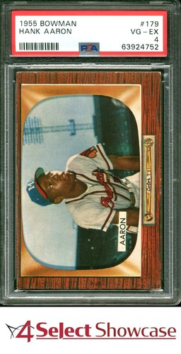 1955 BOWMAN #179 HANK AARON BRAVES HOF PSA 4