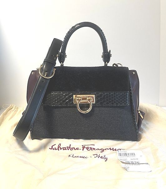 Salvatore Ferragamo Sofia Gancini Python Calf Lea… - image 1