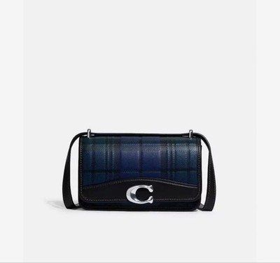COACH Bandit Crossbody Plaid Print CG178 blue Black Leather - Shoulder Bag