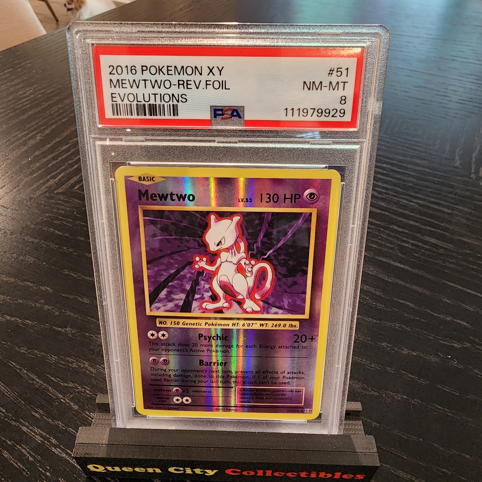 MEWTWO - REV FOIL - PSA NM 8 - 2016 POKEMON XY EVOLUTIONS #51