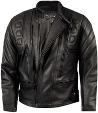 Mens LEATHER  Motorcycle Limo Biker JACKET with CE Armour Black All Sizes NEW