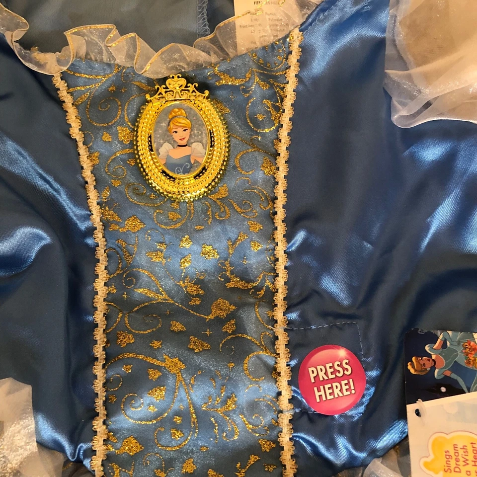 Disney Cinderella Musical Dress Size 4 - 6x Fantasy Play Costume Blue and White - Image 4 of 4