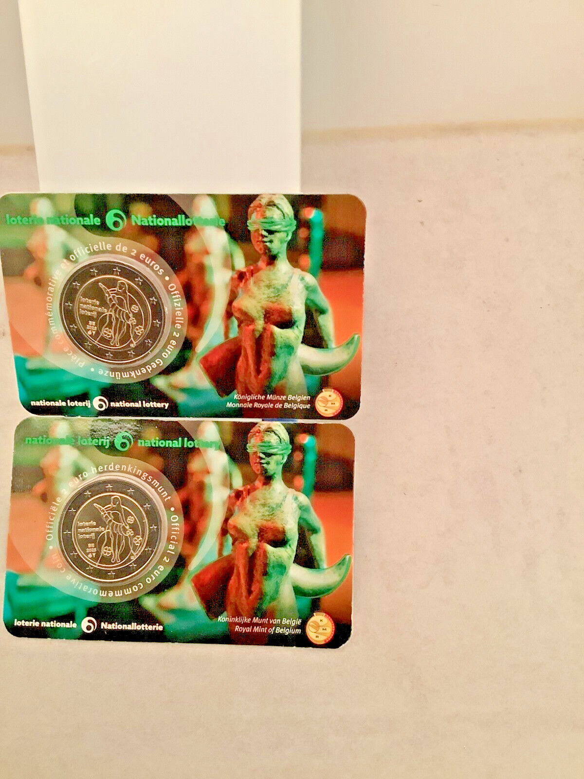 Les 2 Pièces commémoratives 2 euro Belgique 2025 coincard " Loterie nationale "