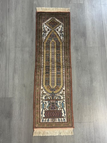 Kashmir Seide Perserteppich GEREINIGT / WASHED 126 cm x 38 cm G0032 - Bild 2 von 16