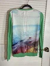Gaastra Nautical Sailing Cardigan Sweater Green Back Satin Design Size M Women