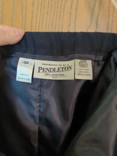 VINTAGE PENDLETON MARINEBLAU SCHURWOLLE JACKE & ROCK ANZUG SET GRÖSSE 16 - Bild 7 von 9