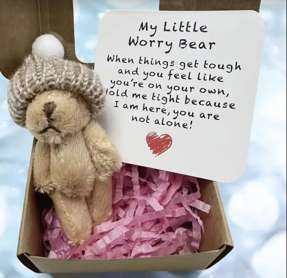 Pocket Bear / Worry Bear / friend, birthday, get well, love, home made in box