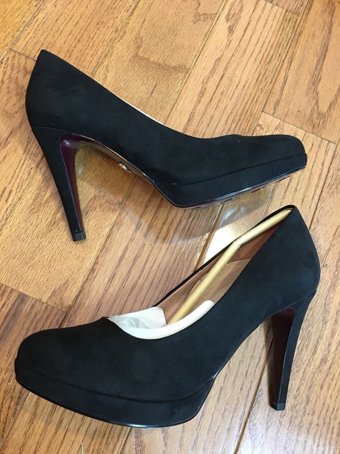 Tamaris 50s Classy Suedine Heart Sole Black Pump Heel Size EU 37/US 6.5-7 | eBay