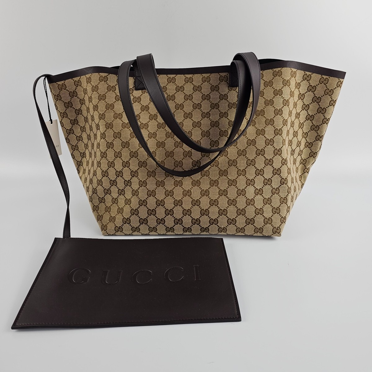 【GUCCI】お買得★TOTISSIMA MEDIUM トートバッグ GUCCI Totissima Medium $2490 Beige/Ebony GG Tote Bag New And