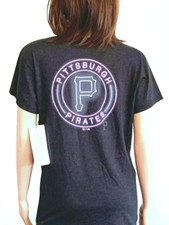     MLB Pittsburgh Pirates '47 Brand Woman's Shirt Black Neon Pink Size L NWT    