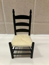 NIB Dollhouse Miniature Handley Classics Black Shaker Side Chair Rush Seat 1:12