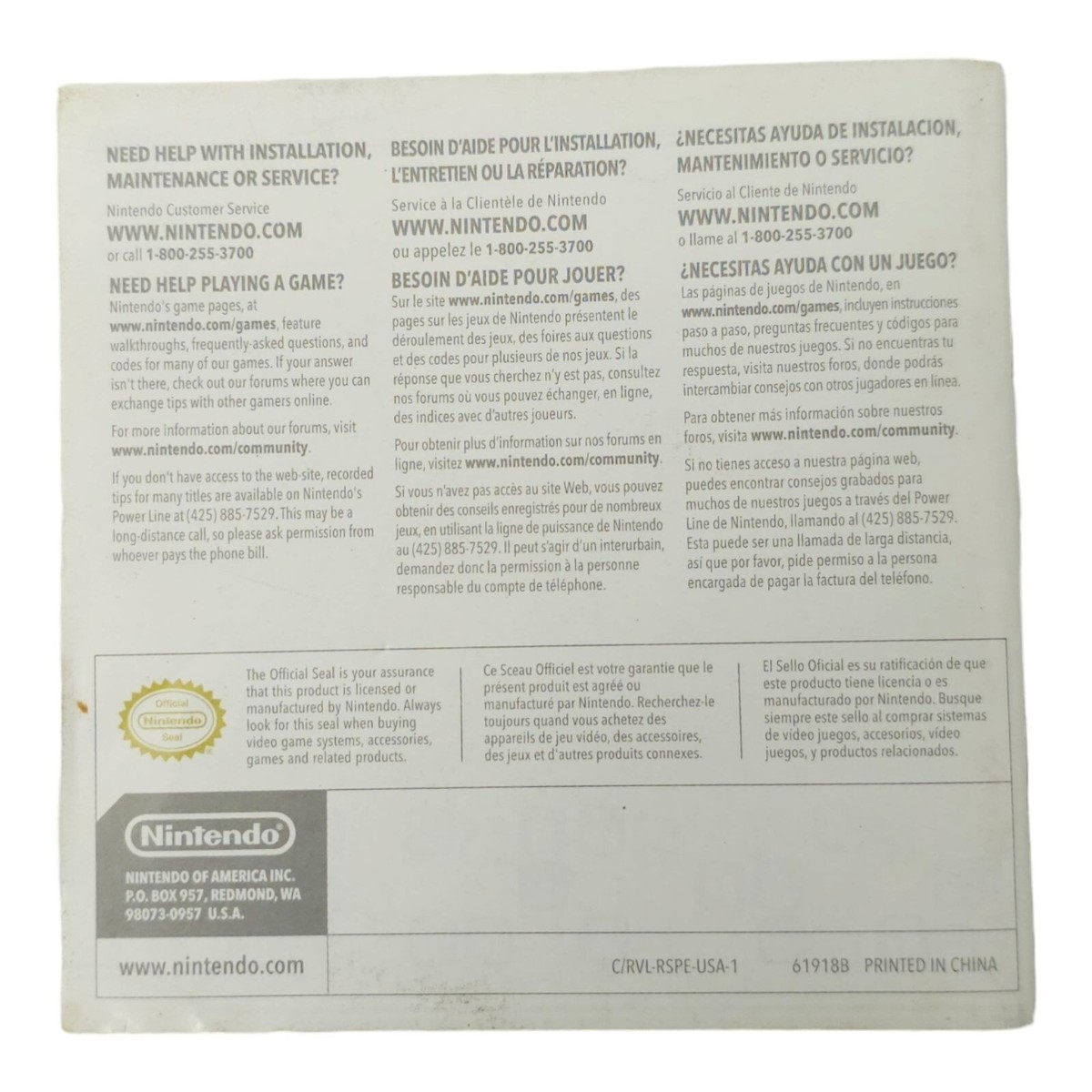 Nintendo Wii Sports Instruction Booklet NO GAME NO CASE BOOKLET