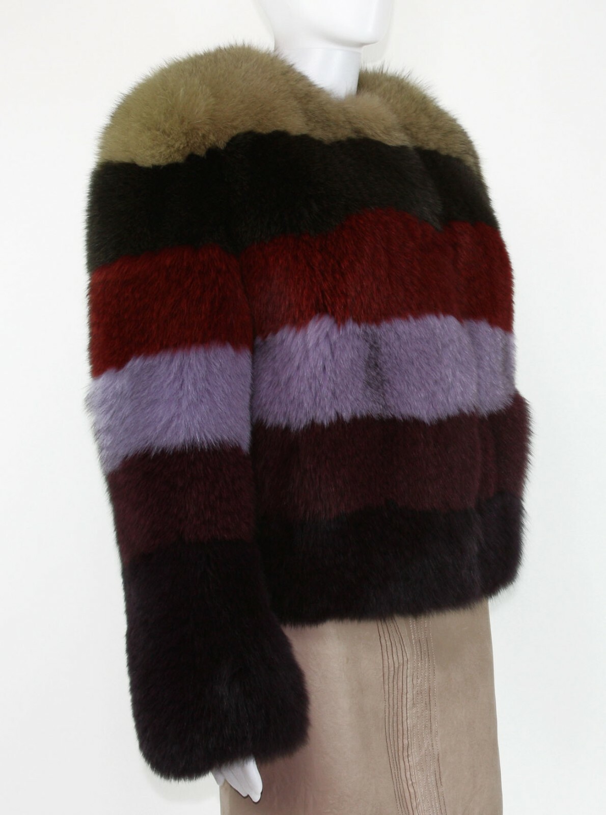 New ETRO $12560 100percent FOX Multi Color Fur Jacket It 42 - US 6 image 2
