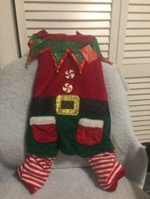 Dog Christmas Jester Santa Suit Costume Size Medium Back Length Up To 15" New