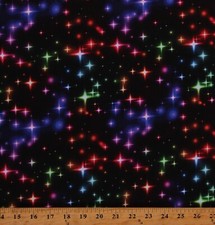 Cotton Christmas Stars Lights Holiday Multicolor Fabric Print by Yard D407.34
