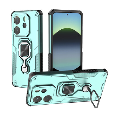 For Xiaomi Redmi Note 14 4G, Luxury Hybrid Armor Ring Holder Stand Case Cover