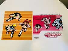 The Powerpuff Girls Lot of 2 Original 2 Sided Promo Poster Flat 12x12