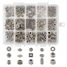 300pcs/box Tibetan Alloy Spacer Beads Antique Silver Jewelry Making Hole: 2~6mm