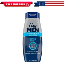 Nair Men Body Cream Hair Remover, Body Hair Removal Cream, 12 Oz, White Color