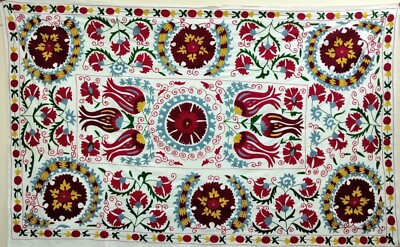 suzani uzbek bedsheet woolen embroidered use as wall hanging table cloth