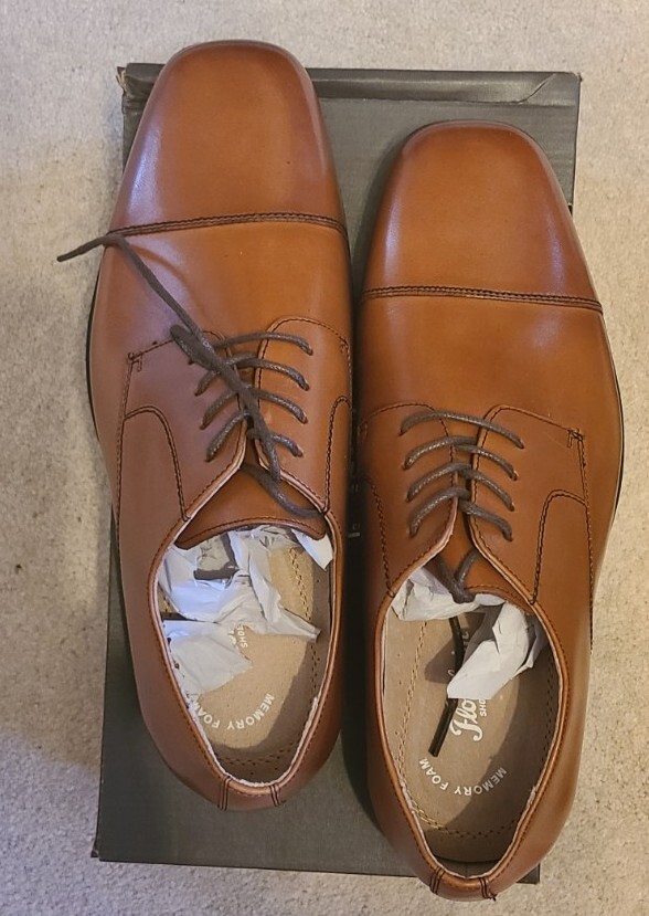 SAOLA Scarpe Oxford Florsheim Kids Reveal CP Ox Jr stringate in pelle punta a cappuccio cognac