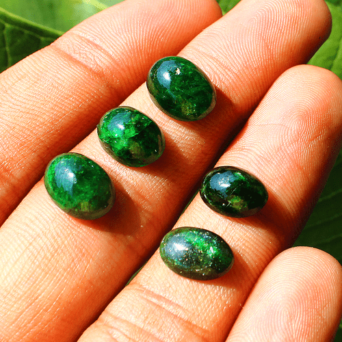 5 Pcs Natural Tsavorite Untreated Rich Green 10mm-11.8mm Oval Cabochon Gemstones - Picture 2 of 16