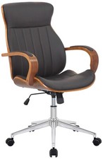 Bürostuhl Holzrahmen walnuss / braun 120 kg belastbar Chefsessel Drehstuhl NEU